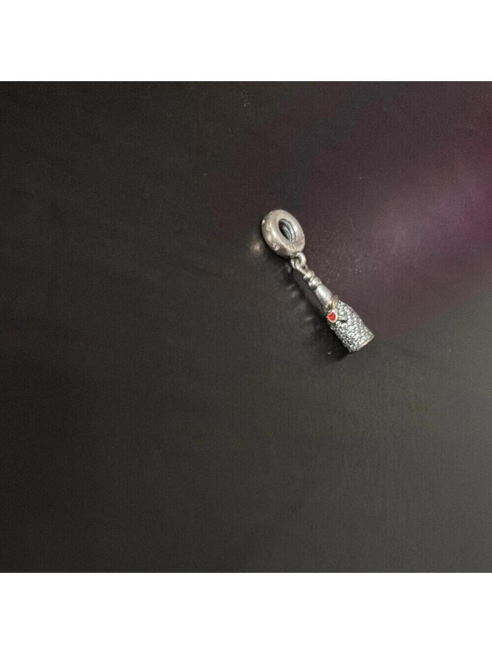 Pandora celebration time Elegant Silver and Red Charm champagne bottle Pendant